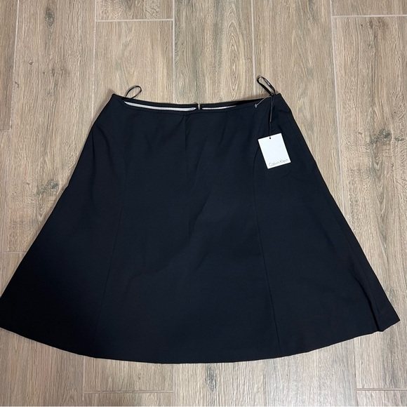 Calvin Klein Skirt Swing Size 14 Lined Business Fit Flare Black Plus Suit - Picture 2 of 13